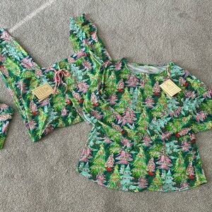 Charlie's Project- Festive Green and Pink Tree Womens Bamboo Pajamas